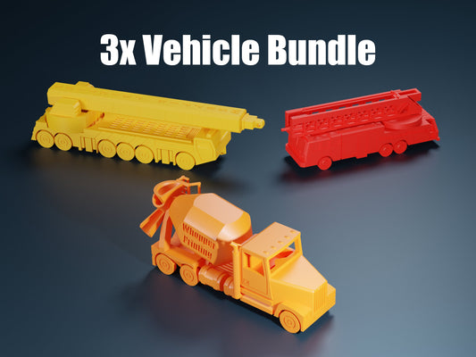 Crane, Firetruck, & Concrete Mixer Truck Bundle Files