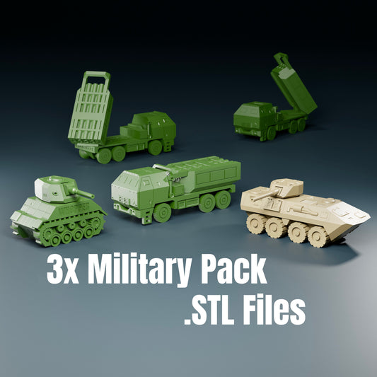 Print-In-Place 3x Military Pack - No Support Needed - 3D Printable .STL Files